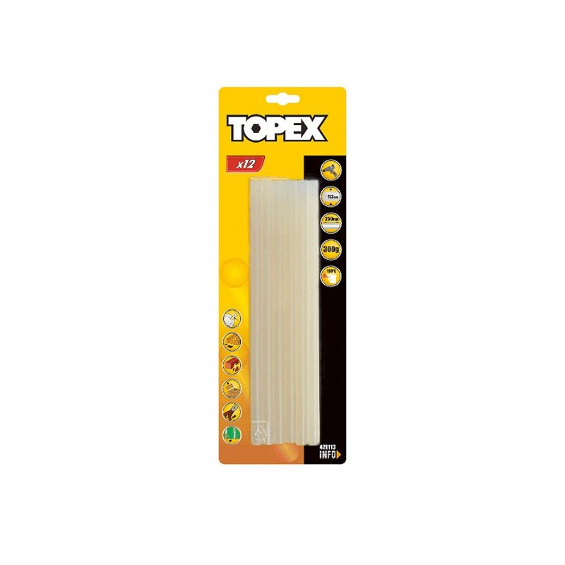 Κολλα θερμοκολλητικων 12τεμ. 11.2mm TOPEX 42E113 (sticks)