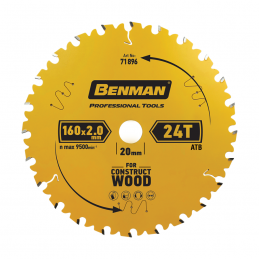 Πριονόδισκος CONSTRUCT WOOD 190mm 24 δοντιων BENMAN 71899