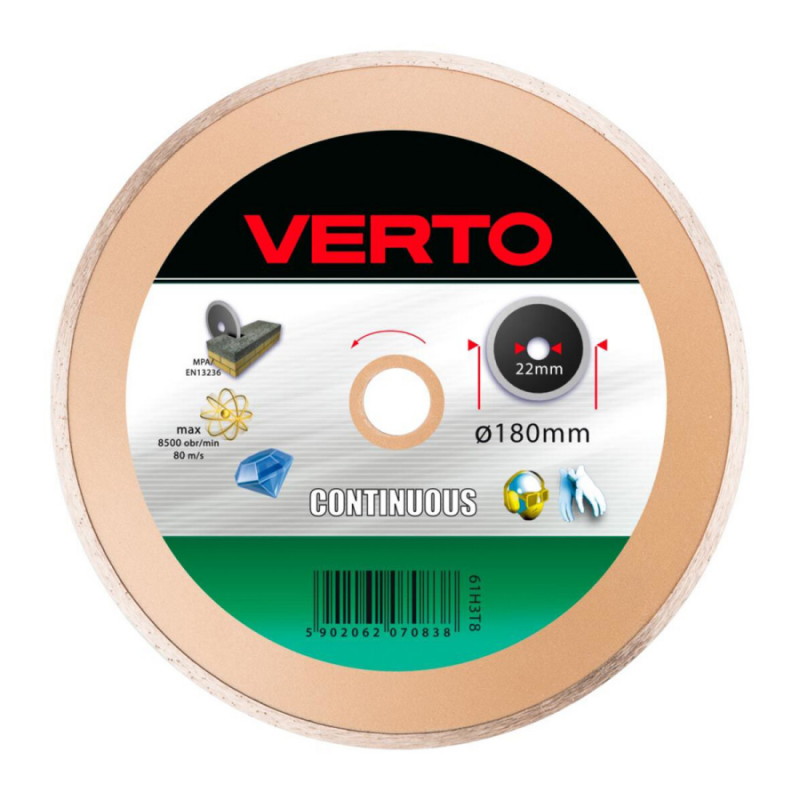 Διαμαντόδισκος δομικών υλικών CONTINUOUS 180mm VERTO 61H3T8 070838 Διαμαντόδισκος δομικών υλικών CONTINUOUS 180mm VERTO 61H3T8 070838