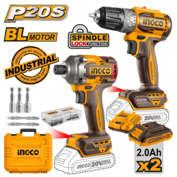 Σετ Δραπανοκατσάβιδο και Παλμικό 20V 2x2.0Ah Brushless INGCO CKLI20272E 802423