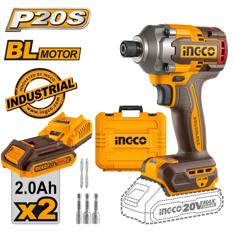 Παλμικό κατσαβίδι 20V 285Nm 2x2.0Ah BRUSHLESS INGCO CIRLI2028E 804816 Παλμικό κατσαβίδι 20V 285Nm 2x2.0Ah BRUSHLESS INGCO CIRLI2028E 804816