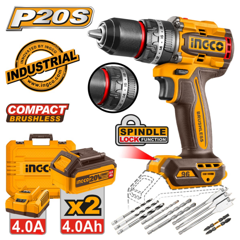 Δραπανοκατσάβιδο Κρουστικό Compact 20V 96Nm 2x4Ah BRUSHLESS INGCO CIDLI20968E 815805 Δραπανοκατσάβιδο Κρουστικό Compact 20V 96Nm 2x4Ah BRUSHLESS INGCO CIDLI20968E 815805
