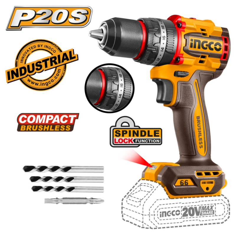 Δραπανοκατσάβιδο Κρουστικό Compact 20V BRUSHLESS INGCO CIDLI206681 SOLO 807930 Δραπανοκατσάβιδο Κρουστικό Compact 20V BRUSHLESS INGCO CIDLI206681 SOLO 807930