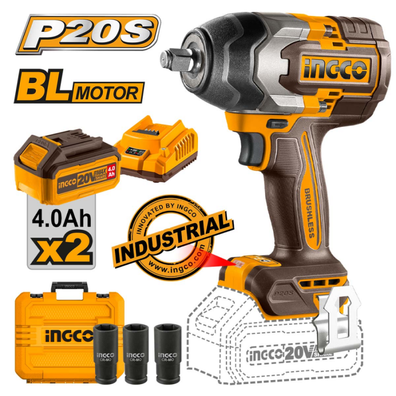 Μπουλονόκλειδο 20V 850Nm 2x4.0Ah BRUSHLESS INGCO CIWLI2085 789260 Μπουλονόκλειδο 20V 850Nm 2x4.0Ah BRUSHLESS INGCO CIWLI2085 789260