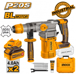 Πιστολέτο σκαπτικό περιστροφικό 20V 4.5J sds-plus 2x4.0Ah BRUSHLESS INGCO CRHLI202882 782940