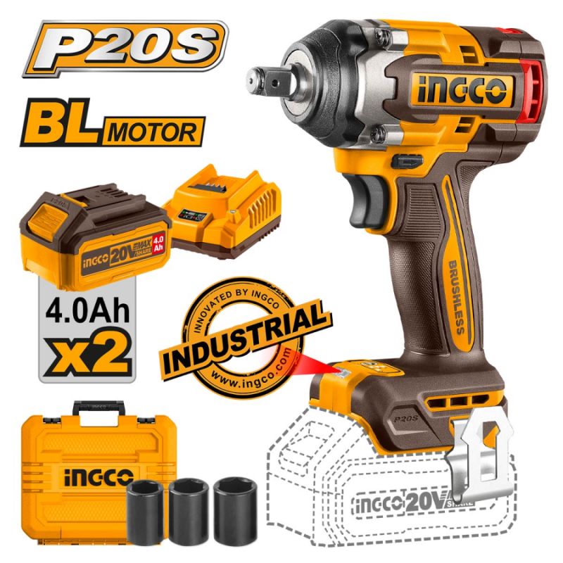 Μπουλονόκλειδο 20V 500Nm 2x4.0Ah BRUSHLESS INGCO CIWLI2050 788102 Μπουλονόκλειδο 20V 500Nm 2x4.0Ah BRUSHLESS INGCO CIWLI2050 788102