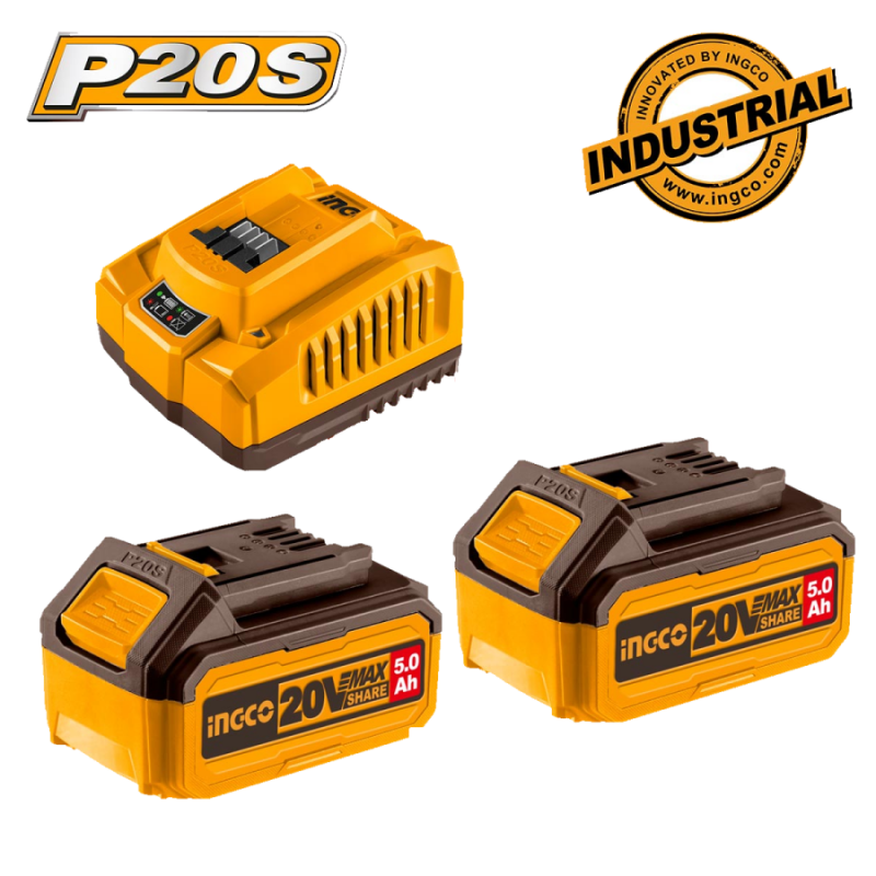 Σετ Μπαταρίες λιθίου-Φορτιστής 20V 2x5.0Ah INGCO FBCPK2513E 812897